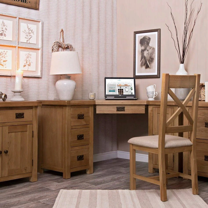 Kirdford Oak Corner Computer Desk2 - Duck Barn Interiors