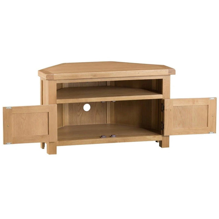 Kirdford Oak Corner TV Unit3 - Duck Barn Interiors