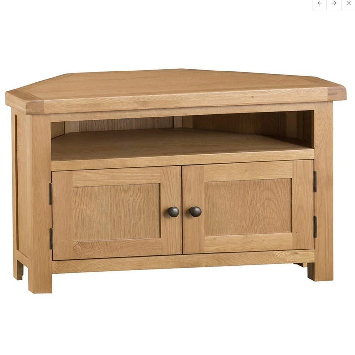 Kirdford Oak Corner TV Unit1 - Duck Barn Interiors