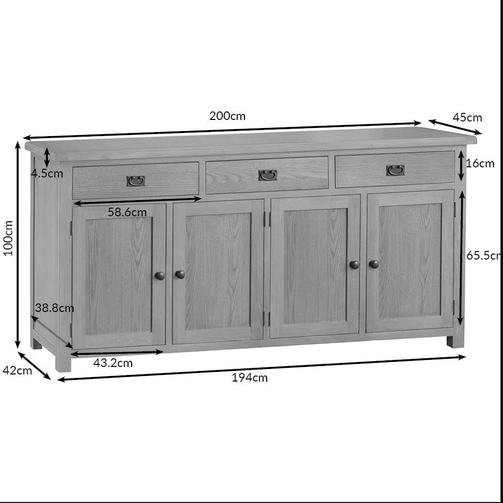 Kirdford Oak Large 4 Door Sideboard14 - Duck Barn Interiors