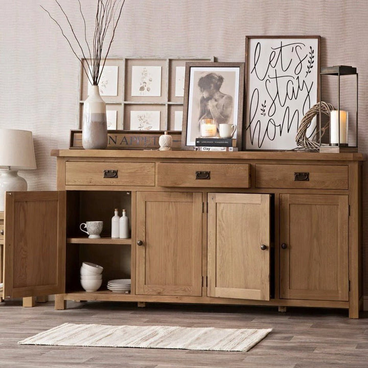 Kirdford Oak Large 4 Door Sideboard2 - Duck Barn Interiors