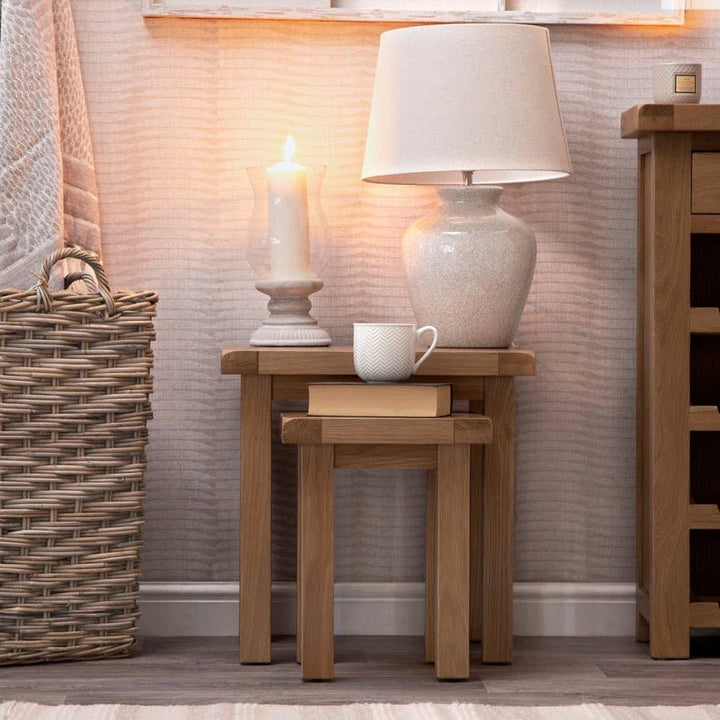 Kirdford Oak Nest of 2 Tables1 - Duck Barn Interiors