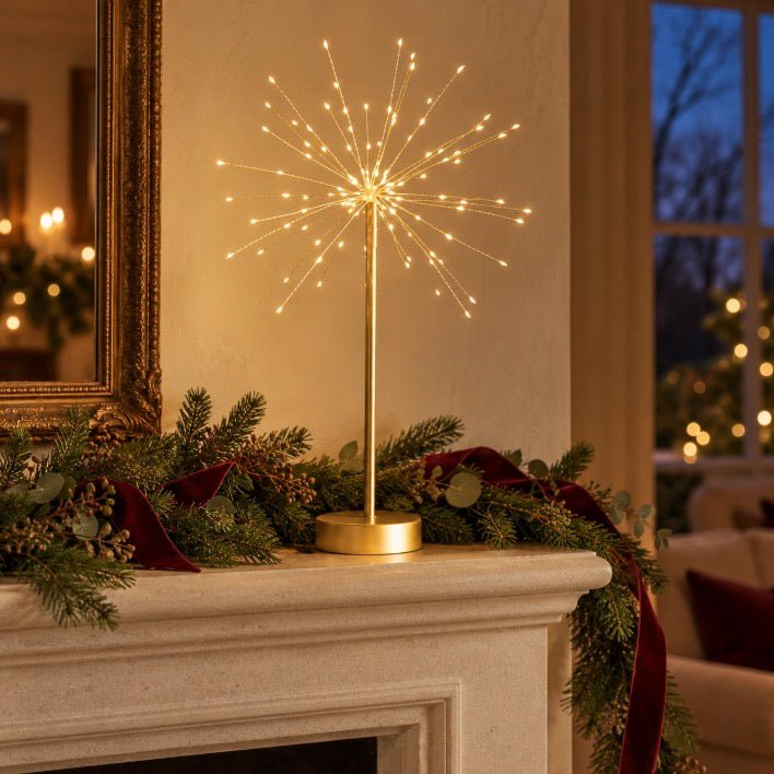 Large Table Starburst with Warm White LEDs - Gold- Battery Powered2 - Duck Barn Interiors