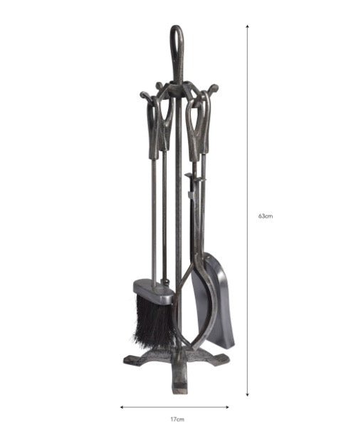 Latton Fireside Tool Set - Antique Pewter3 - Duck Barn Interiors