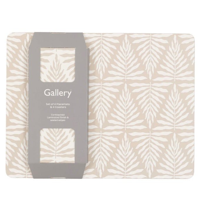 Leaf ZigZag Ecru Placemat and Coaster Set4 - Duck Barn Interiors