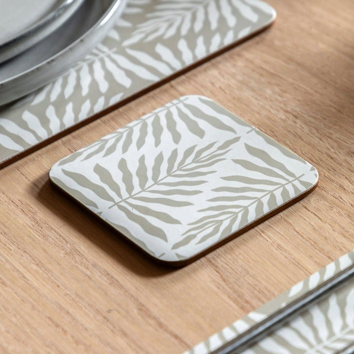 Leaf ZigZag Ecru Placemat and Coaster Set2 - Duck Barn Interiors