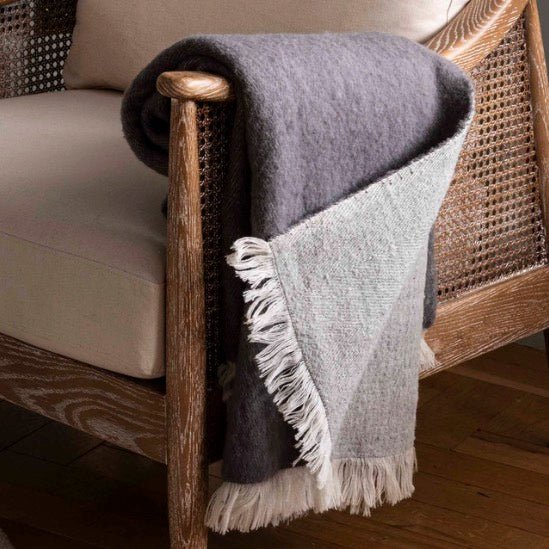 Leigh Grey Reversible Natural Wool Throw – Duck Barn Interiors