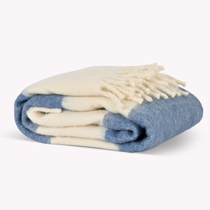 Leigh Wide Stripe Wool Throw - Cove Blue3 - Duck Barn Interiors