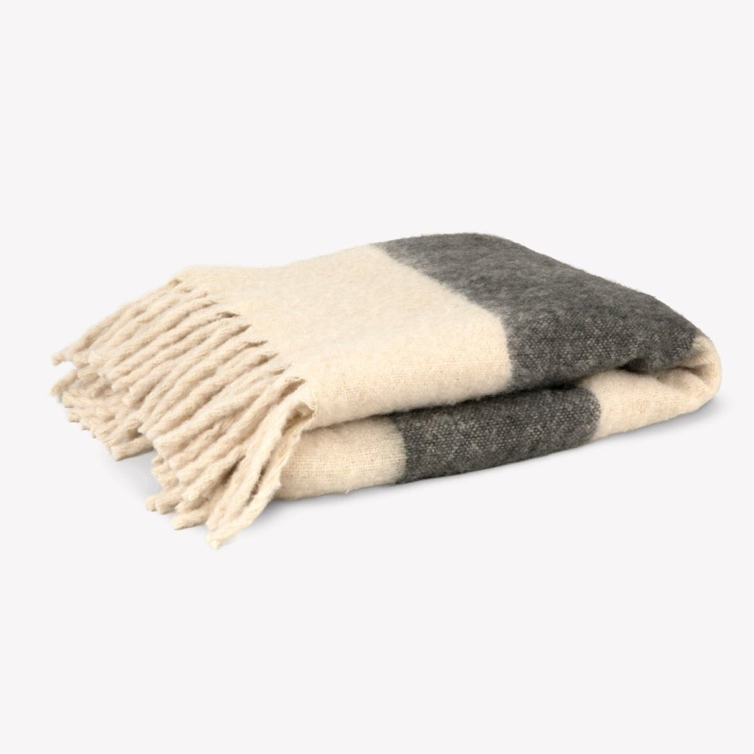 Leigh Wide Stripe Wool Throw - Fern5 - Duck Barn Interiors
