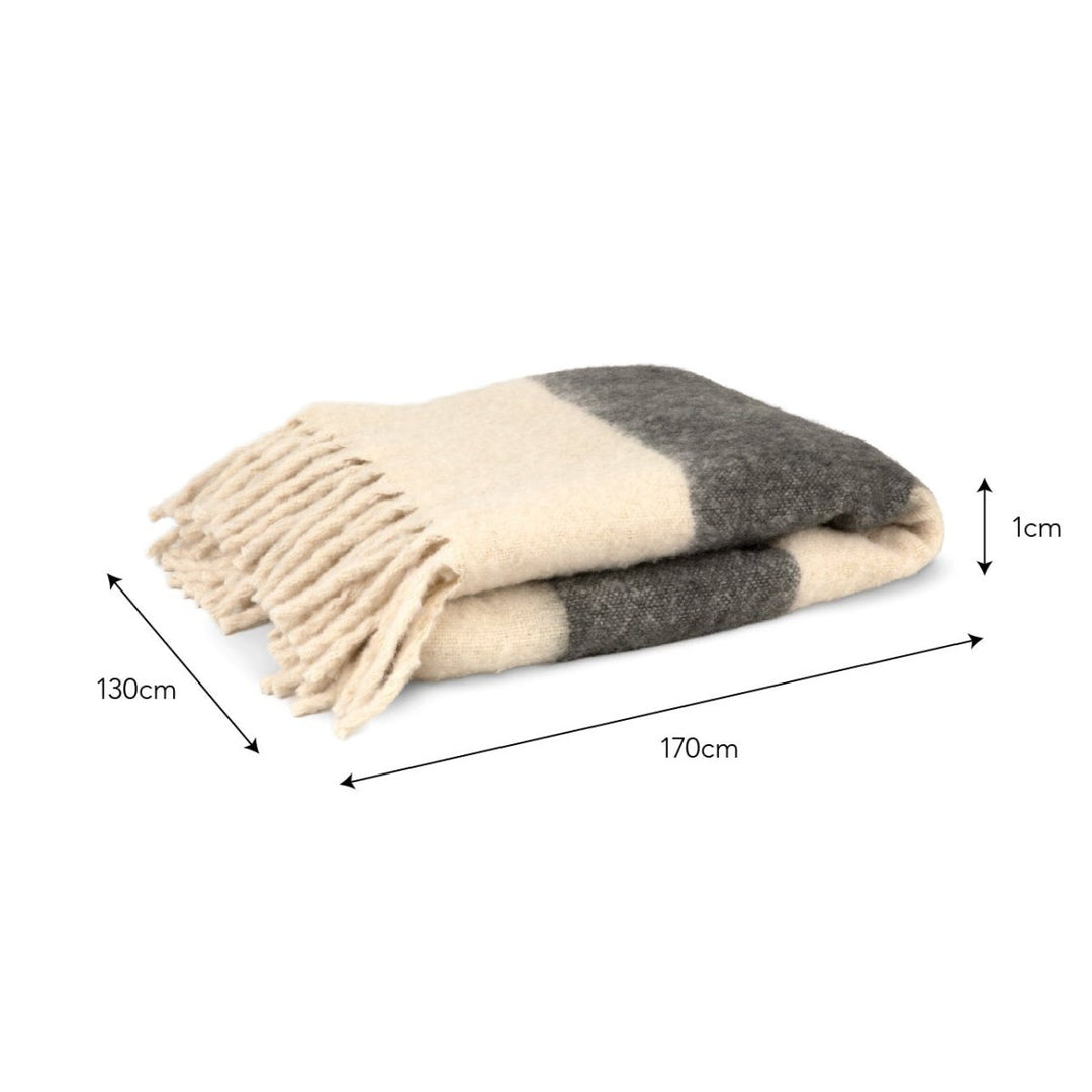 Leigh Wide Stripe Wool Throw - Fern4 - Duck Barn Interiors