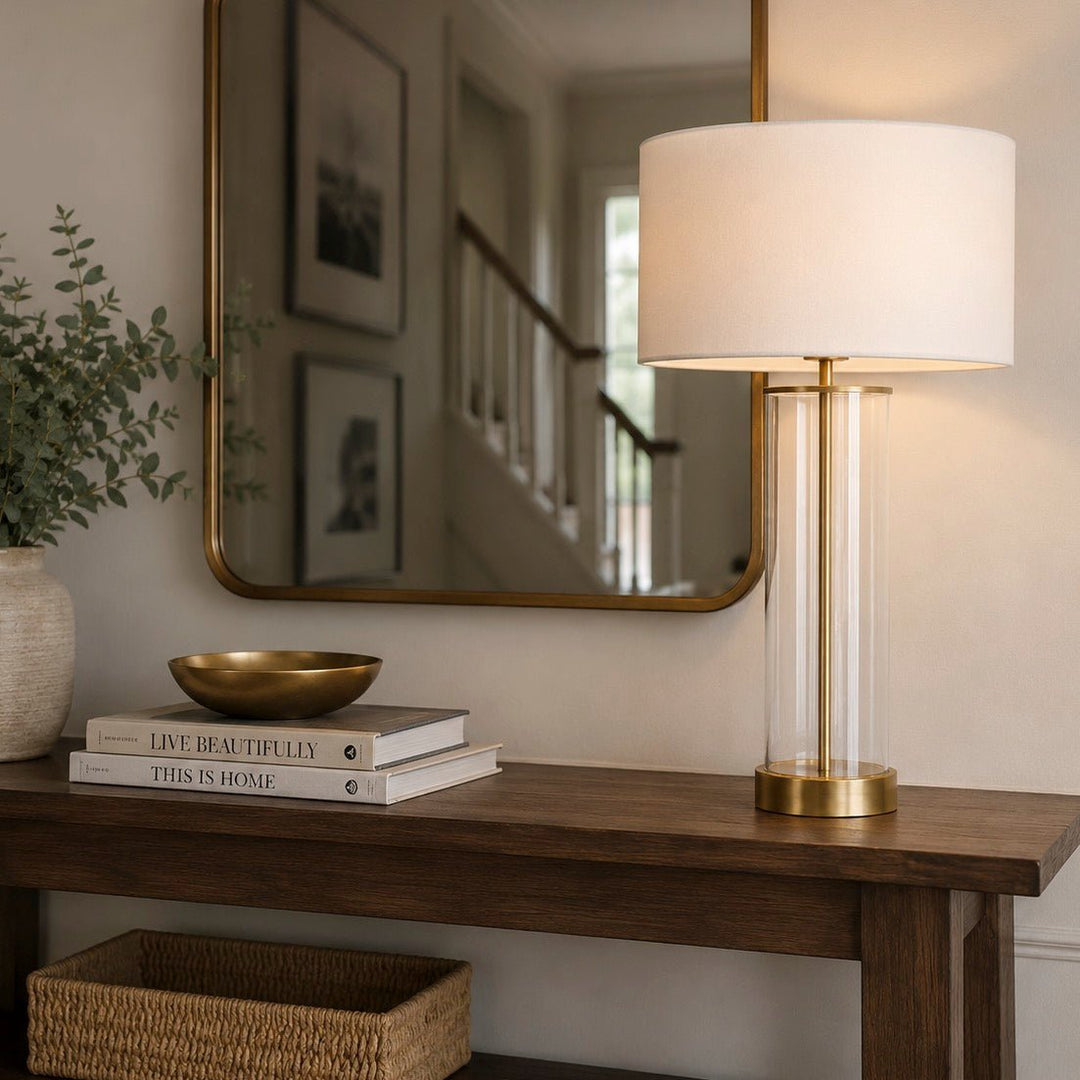 Lessina Brushed Gold and Clear Table Lamp1 - Duck Barn Interiors