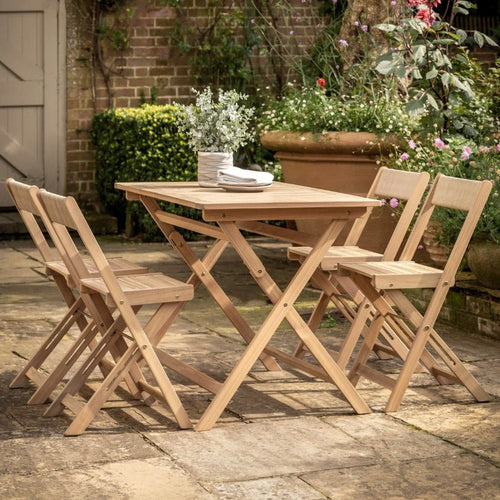 Lindos Folding 4 Seater Dining Set - Natural