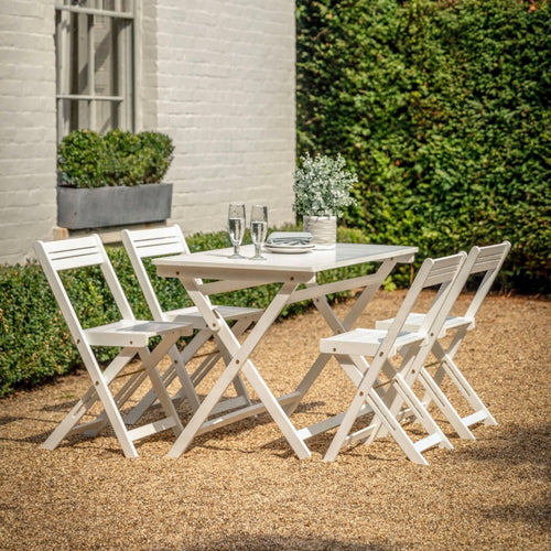 Lindos Folding 4 Seater Dining Set - White