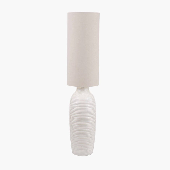 Linnea Grooved Ceramic Floor Lamp - White2 - Duck Barn Interiors