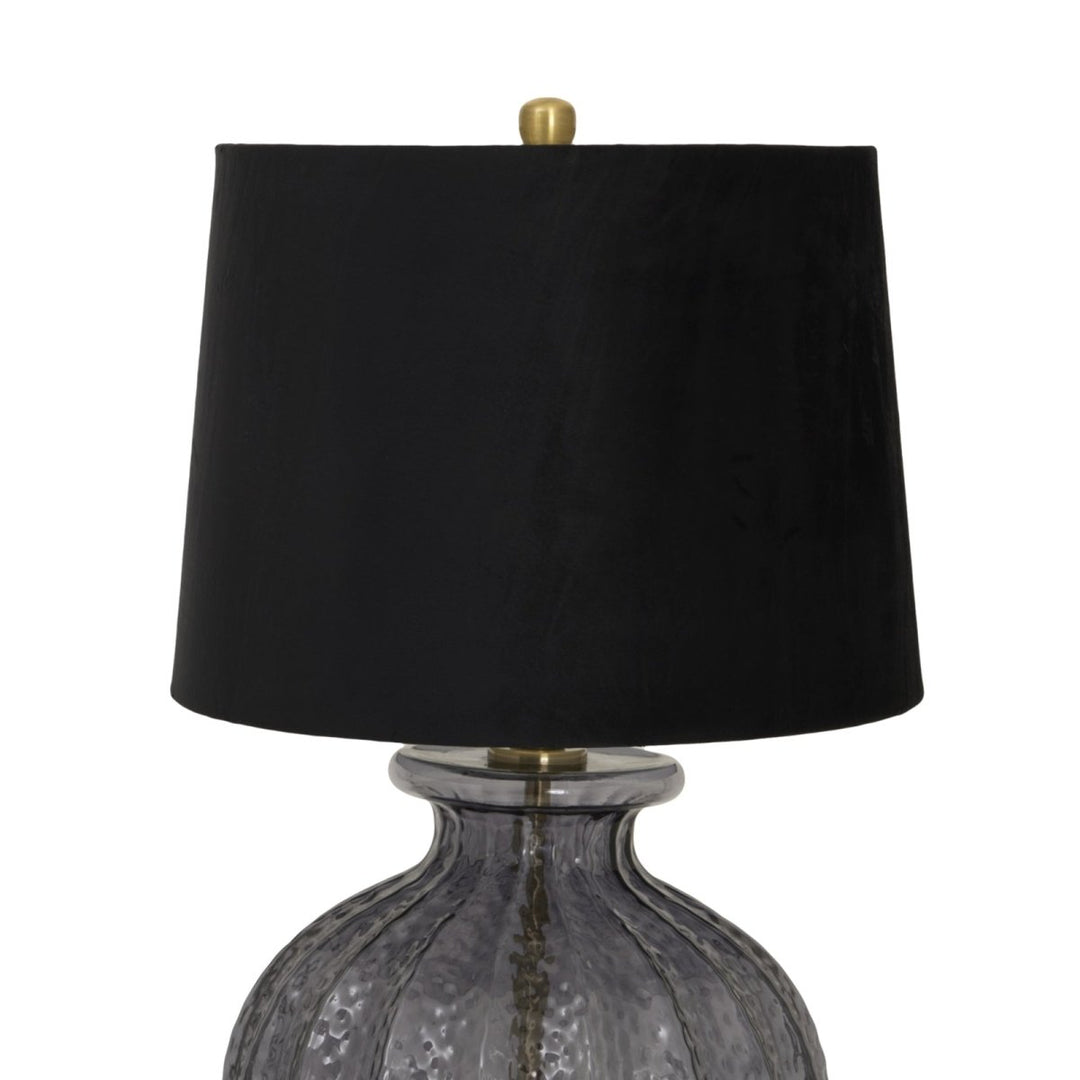 Luxton Glass Fluted Lamp With Black Velvet Shade3 - Duck Barn Interiors