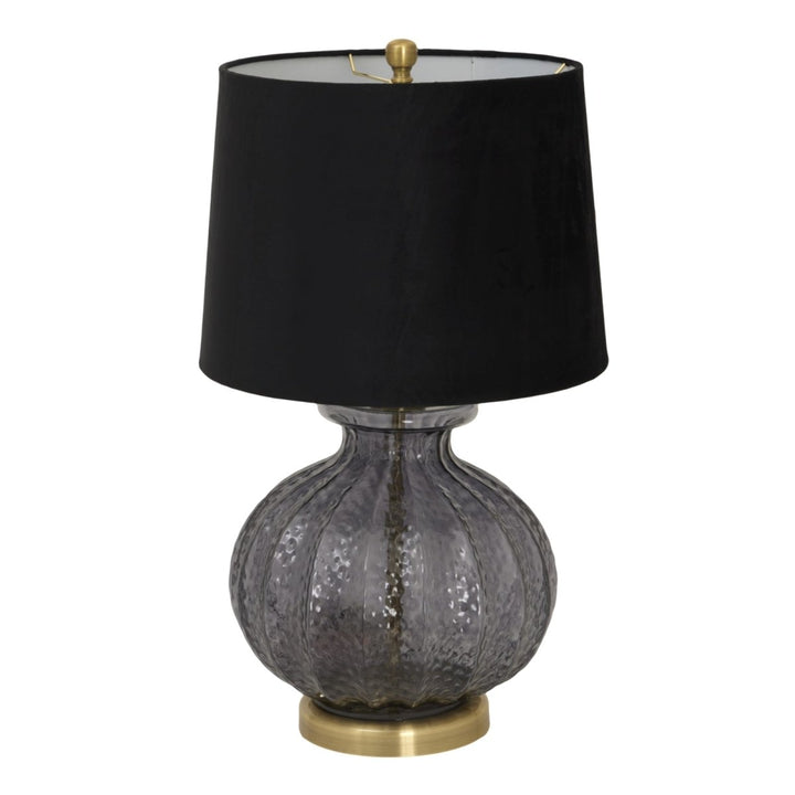 Luxton Glass Fluted Lamp With Black Velvet Shade1 - Duck Barn Interiors