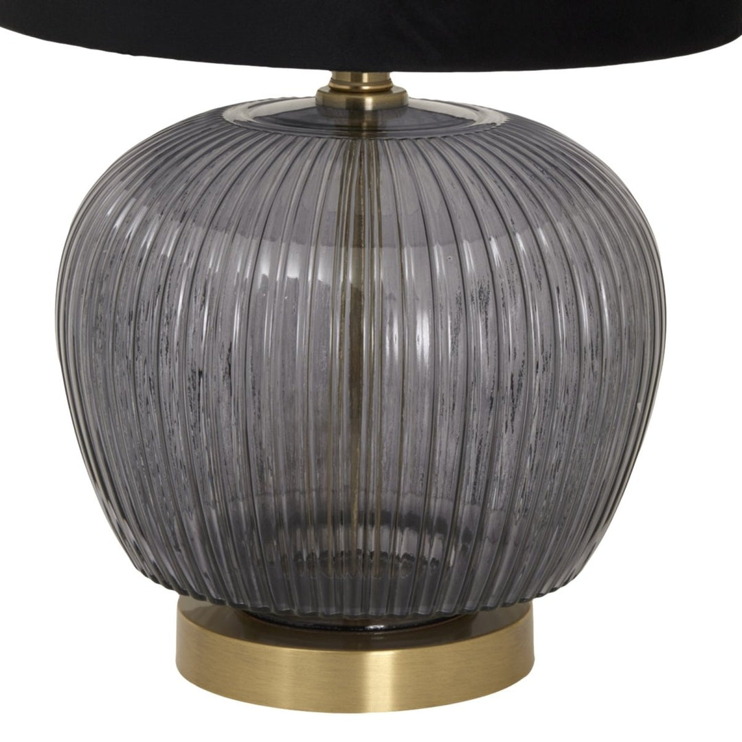 Luxton Glass Ribbed Lamp With Black Velvet Shade4 - Duck Barn Interiors
