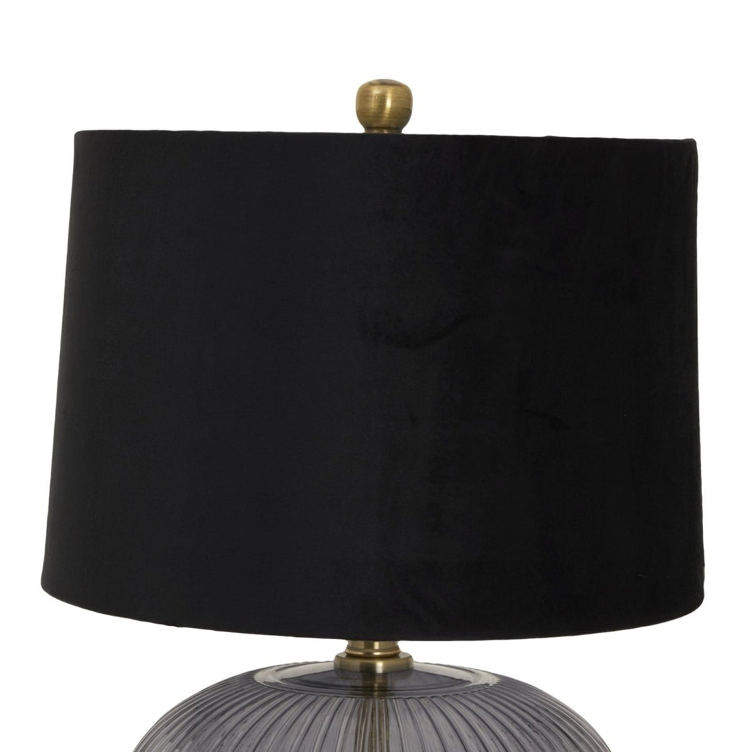 Luxton Glass Ribbed Lamp With Black Velvet Shade2 - Duck Barn Interiors