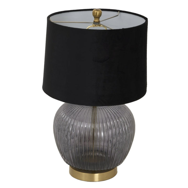 Luxton Glass Ribbed Lamp With Black Velvet Shade1 - Duck Barn Interiors
