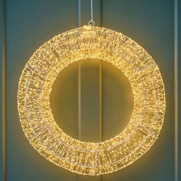 Luxury Galaxy Silver Hanging Wreath with Warm White LEDs - 40cm1 - Duck Barn Interiors
