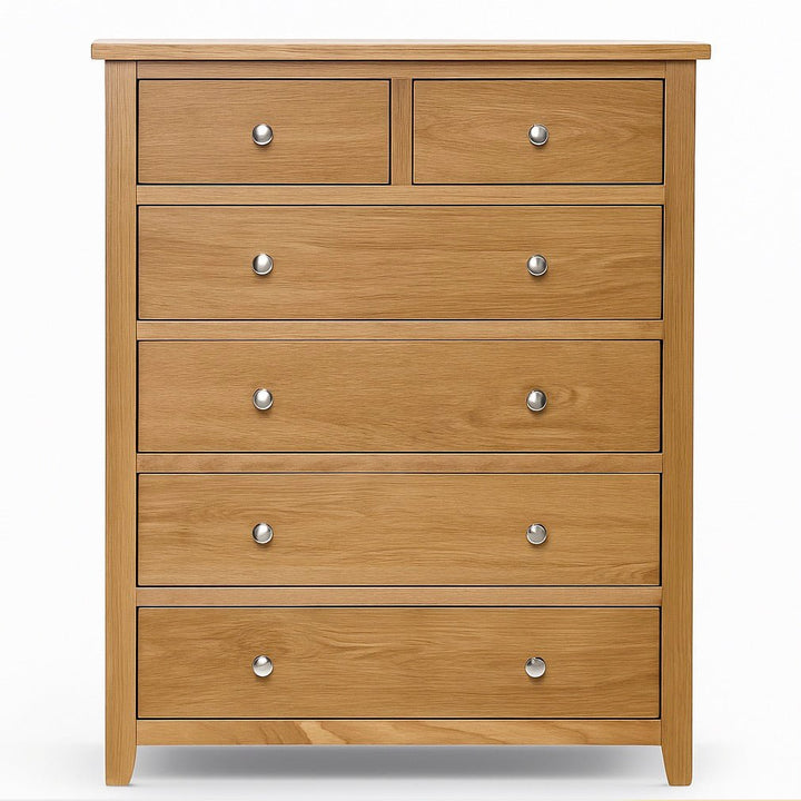 Mallory Oak 6 Drawer Chest of Drawers4 - Duck Barn Interiors