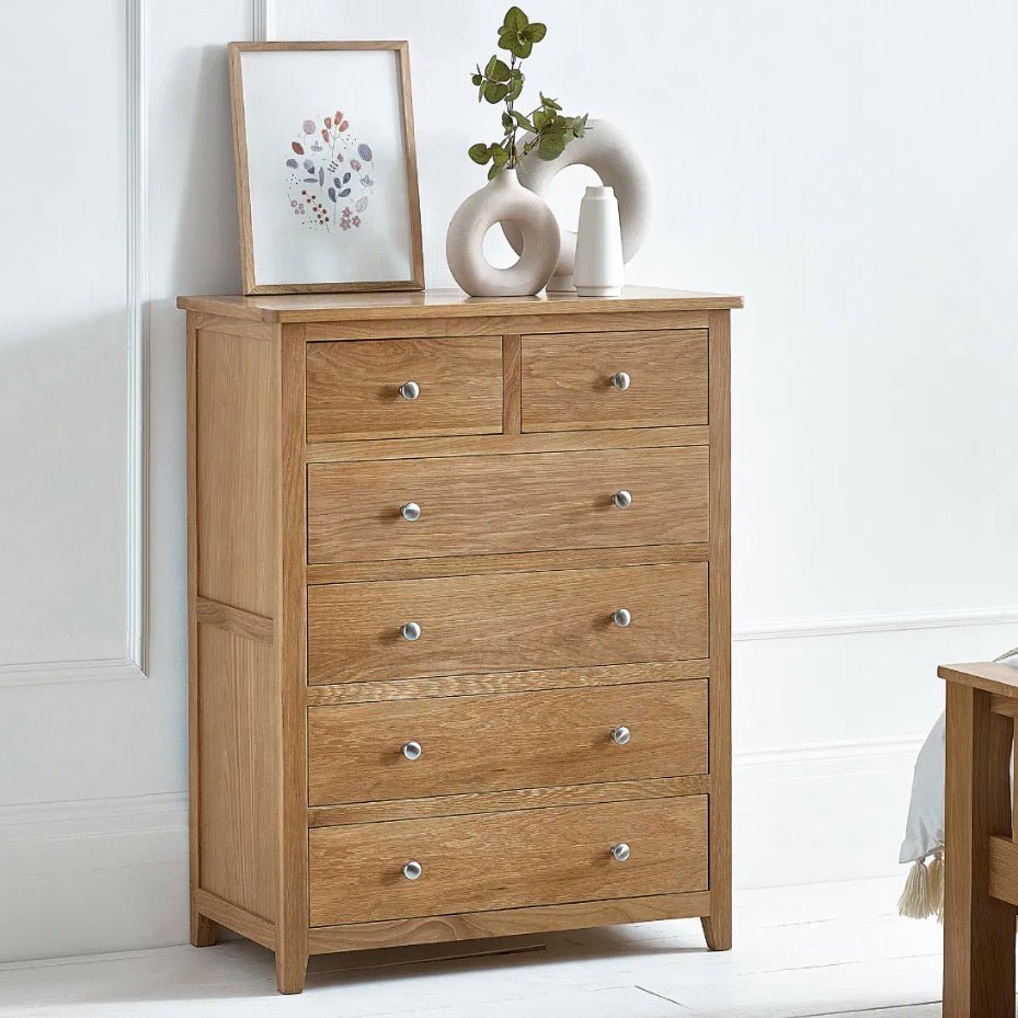 Mallory Oak 6 Drawer Chest of Drawers1 - Duck Barn Interiors