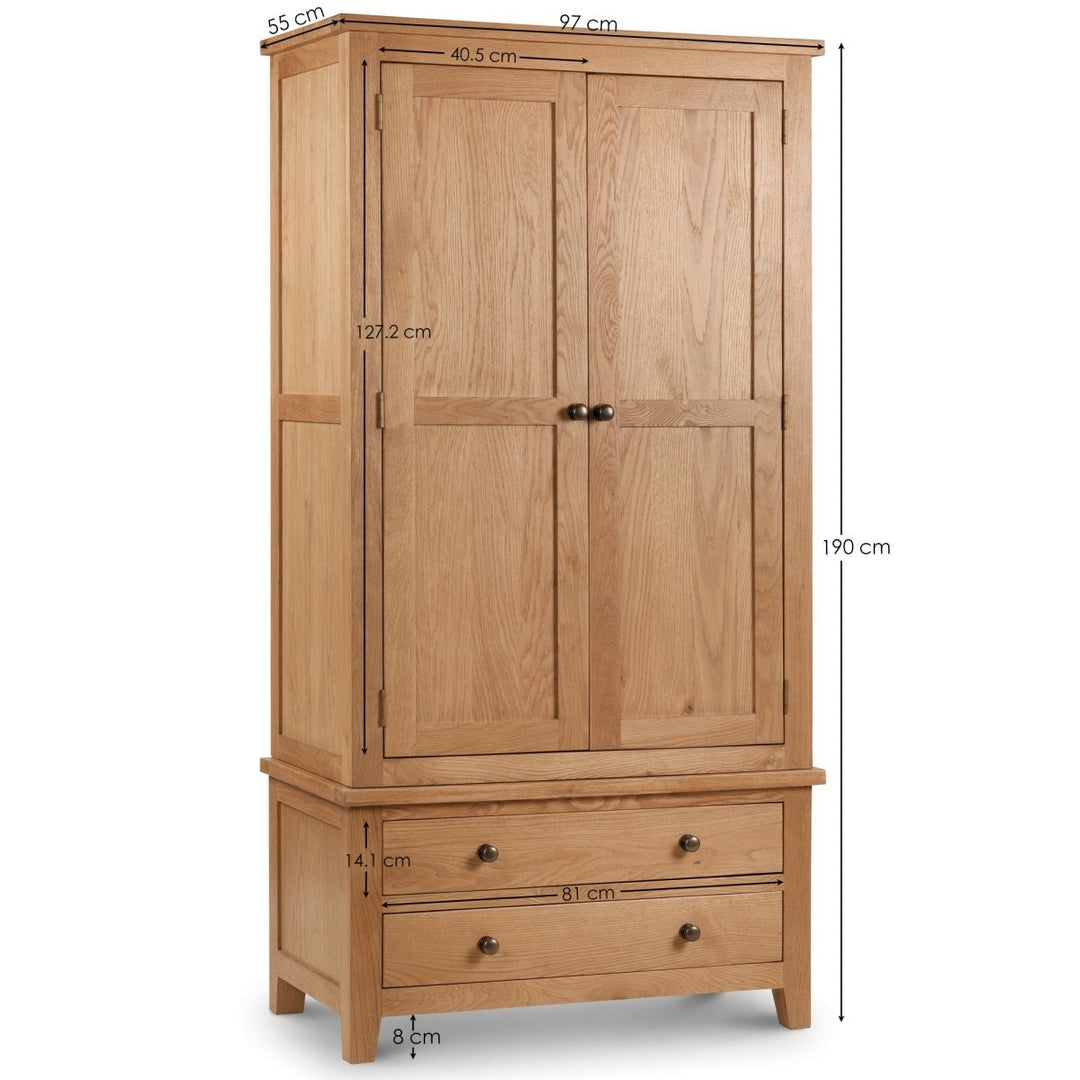 Marlborough Oak 2 Door 2 Drawer Wardrobe11 - Duck Barn Interiors
