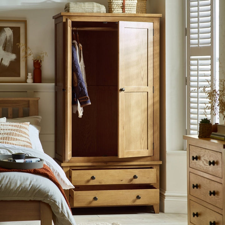 Marlborough Oak 2 Door 2 Drawer Wardrobe3 - Duck Barn Interiors