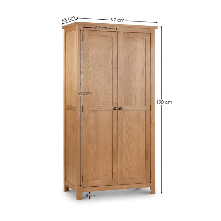 Marlborough Oak 2 Door Wardrobe10 - Duck Barn Interiors