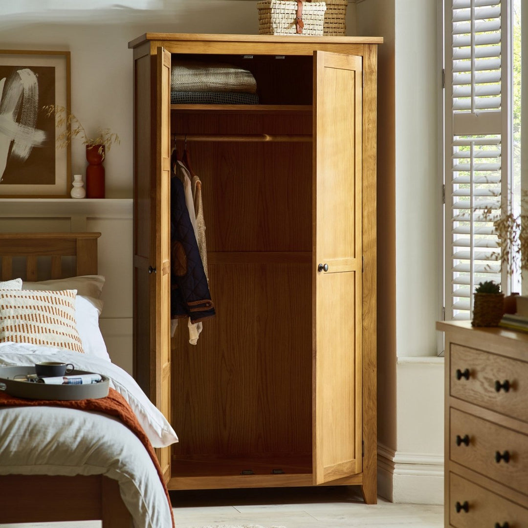 Marlborough Oak 2 Door Wardrobe3 - Duck Barn Interiors