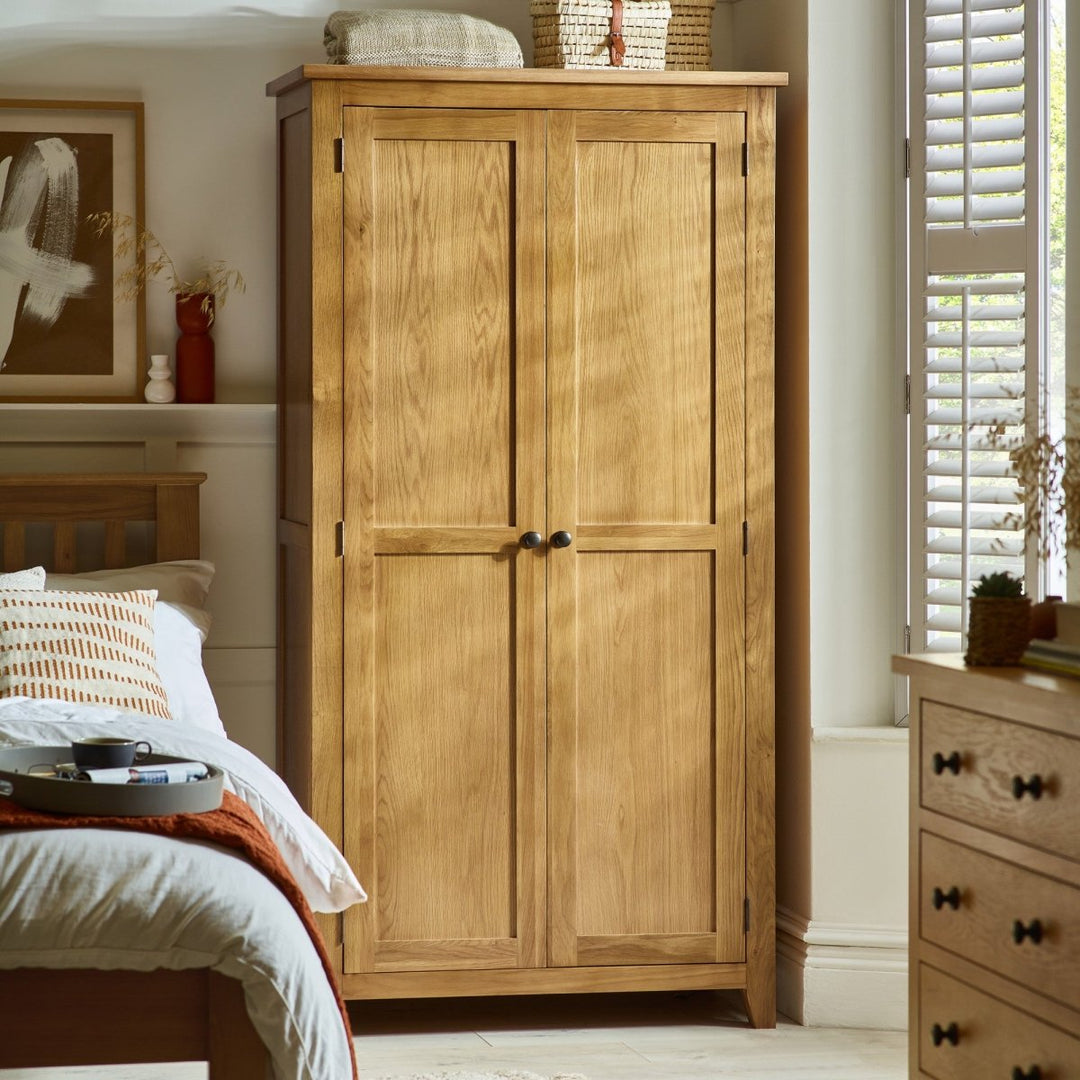 Marlborough Oak 2 Door Wardrobe2 - Duck Barn Interiors