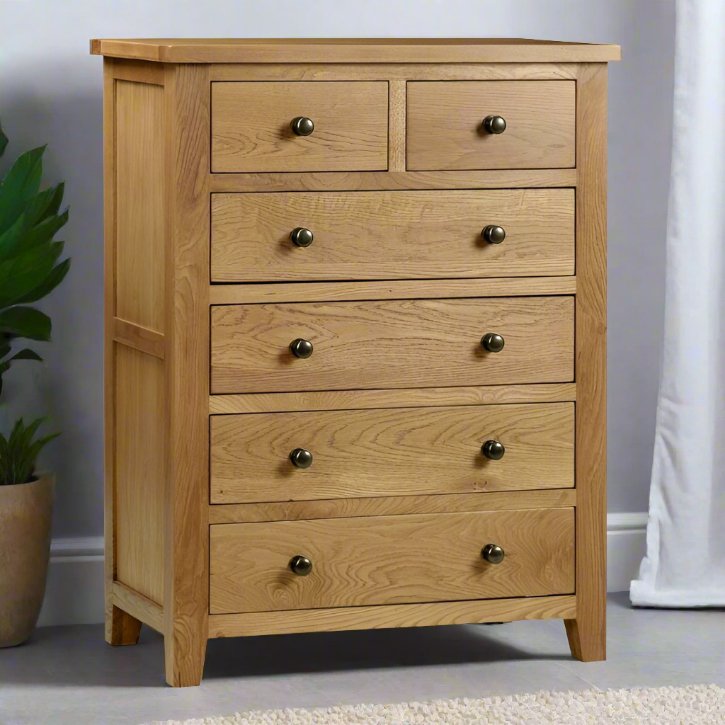 Marlborough Oak 2 Over 4 Chest of Drawers - Duck Barn Interiors