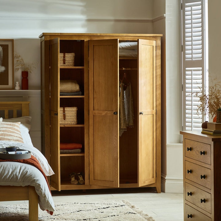 Marlborough Oak 3 Door Wardrobe3 - Duck Barn Interiors