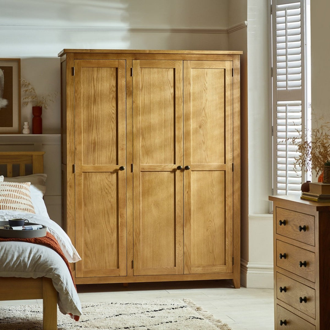 Marlborough Oak 3 Door Wardrobe2 - Duck Barn Interiors