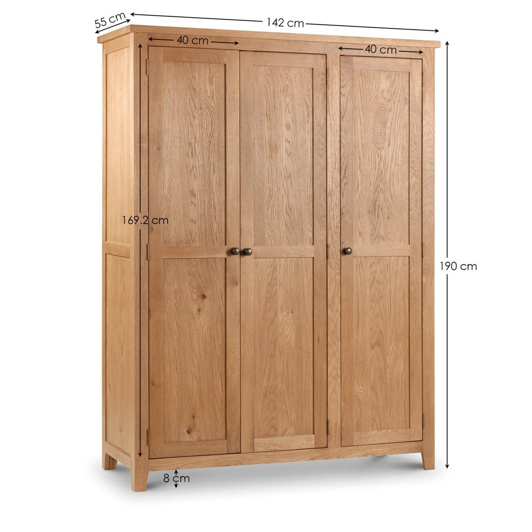 Marlborough Oak 3 Door Wardrobe11 - Duck Barn Interiors