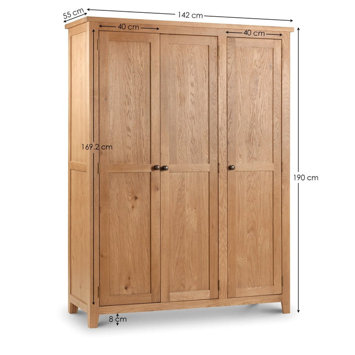 Marlborough Oak 3 Door Wardrobe11 - Duck Barn Interiors