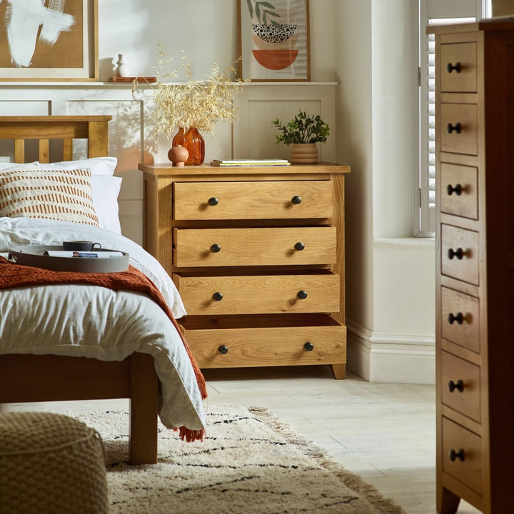 Marlborough Oak 4 Drawer Chest3 - Duck Barn Interiors