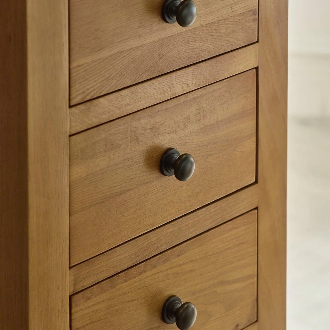 Marlborough Oak 7 Drawer Tallboy Chest of Drawers7 - Duck Barn Interiors