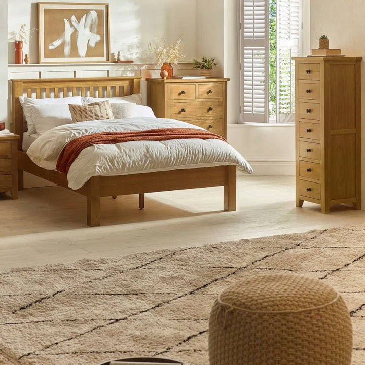 Marlborough Oak 7 Drawer Tallboy Chest of Drawers8 - Duck Barn Interiors