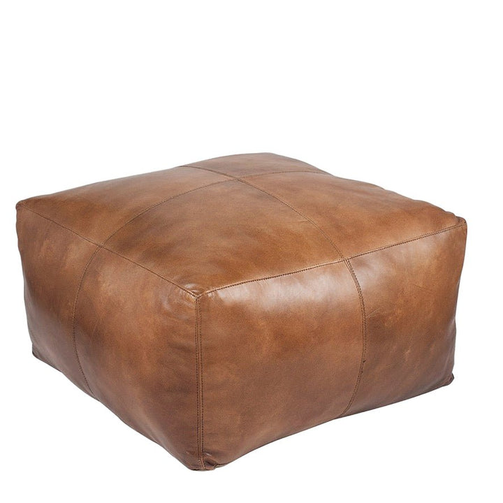 Matteo Leather Square Pouffe - Natural Tan3 - Duck Barn Interiors