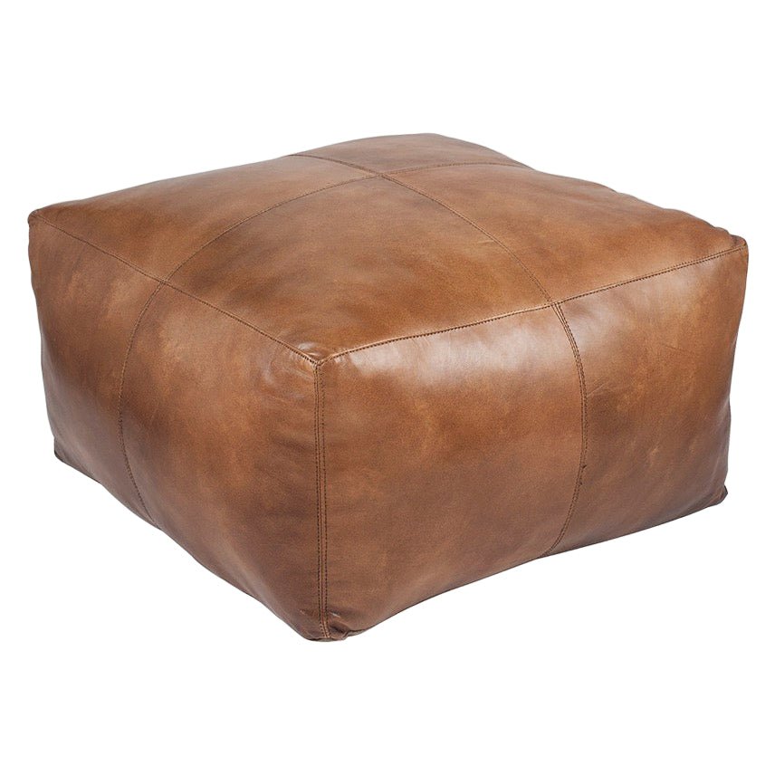 Matteo Leather Square Pouffe - Natural Tan2 - Duck Barn Interiors