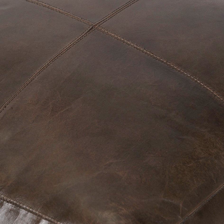 Matteo Leather Square Pouffe - Peppercorn3 - Duck Barn Interiors