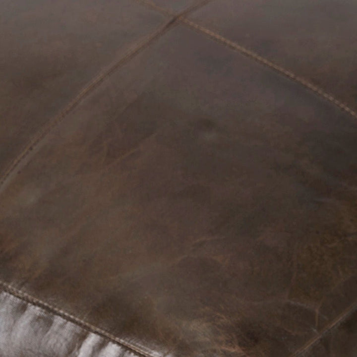 Matteo Leather Square Pouffe - Peppercorn4 - Duck Barn Interiors