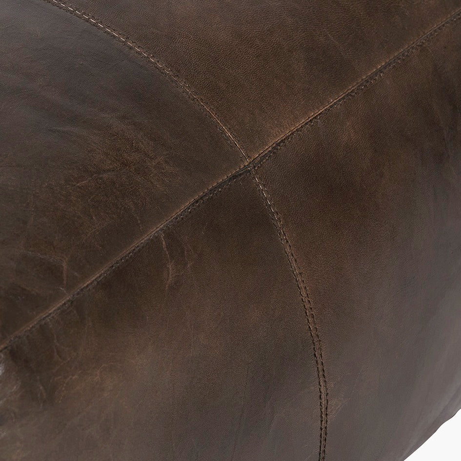 Matteo Leather Square Pouffe - Peppercorn8 - Duck Barn Interiors