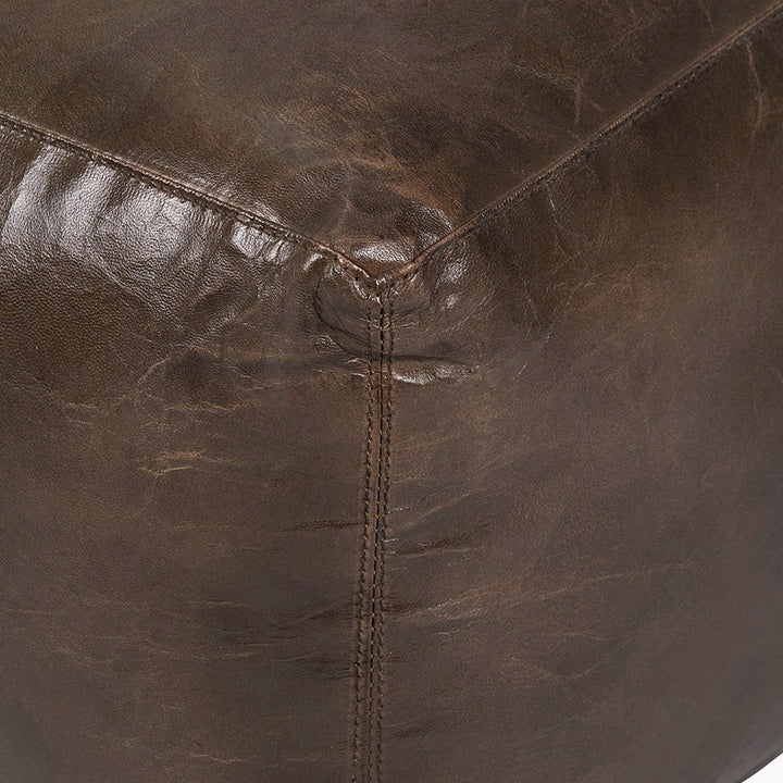 Matteo Leather Square Pouffe - Peppercorn7 - Duck Barn Interiors