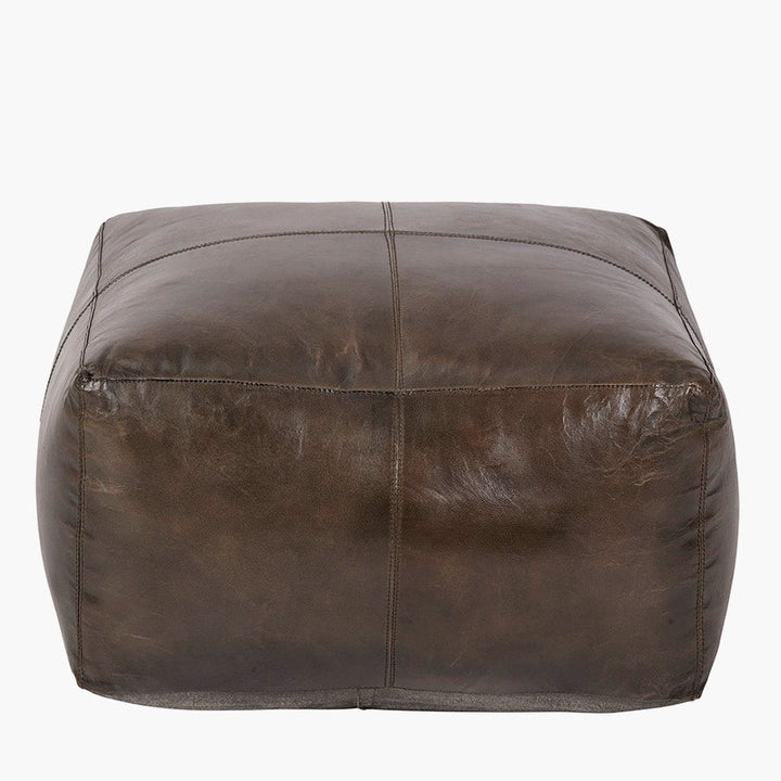 Matteo Leather Square Pouffe - Peppercorn5 - Duck Barn Interiors