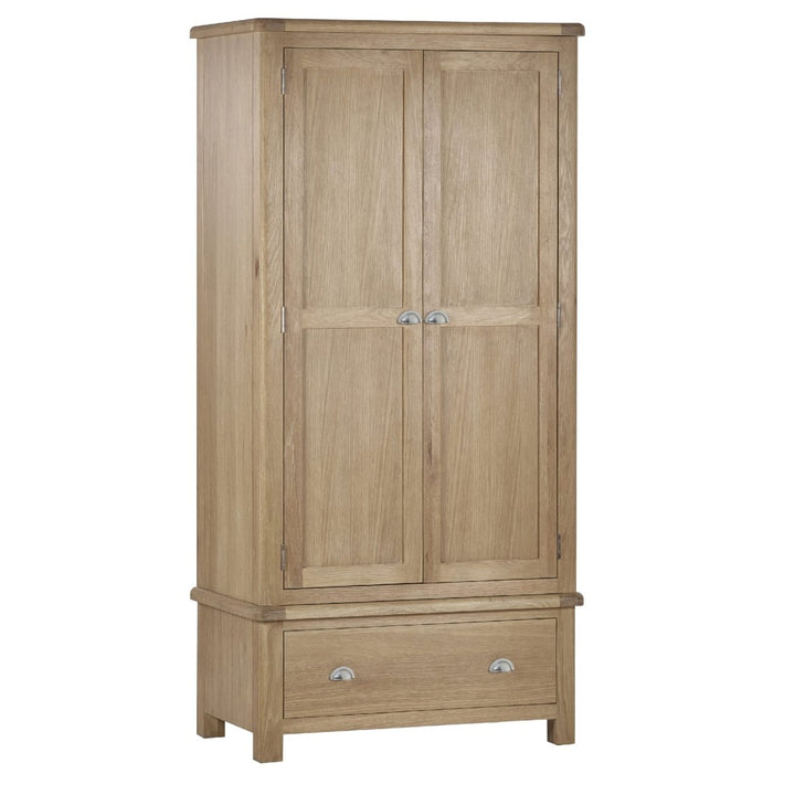 Memphis Limed Oak 2 Door 1 Drawer Wardrobe4 - Duck Barn Interiors