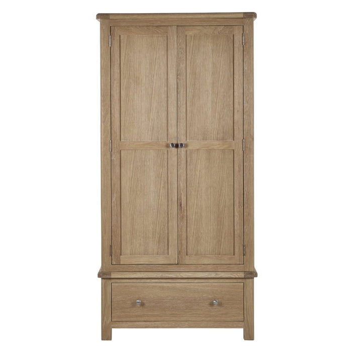 Memphis Limed Oak 2 Door 1 Drawer Wardrobe7 - Duck Barn Interiors