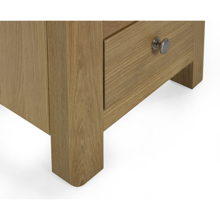 Memphis Limed Oak 3 Drawer Bedside6 - Duck Barn Interiors