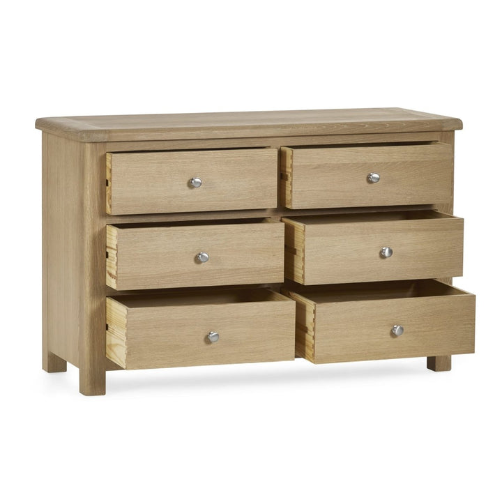 Memphis Limed Oak 6 Drawer Wide Chest13 - Duck Barn Interiors